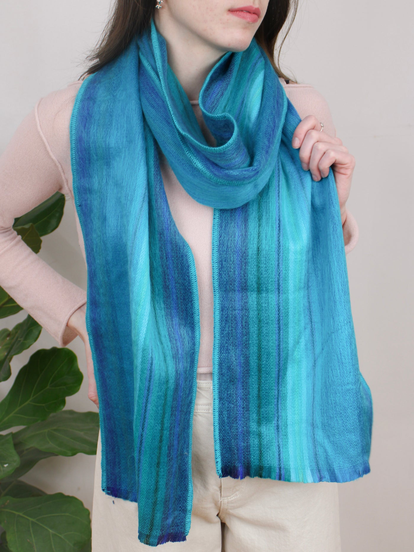 Brushed Alpaca Skinny Stripe Scarf