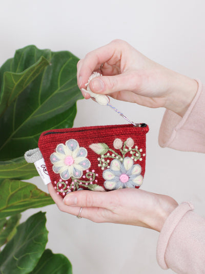 Sunset Floral Embroidered Coin Purse