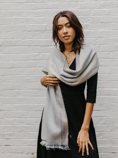 Brushed Alpaca Striped Scarf