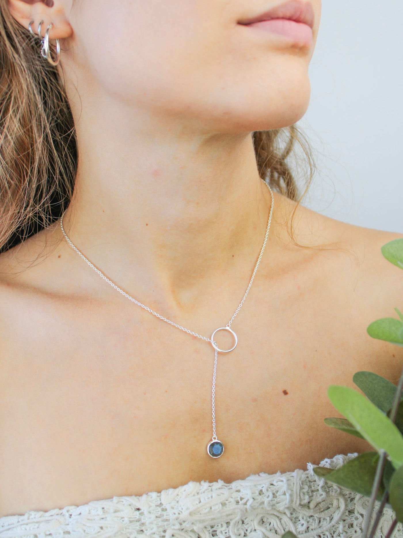 Pebble Drop Lariat Necklace