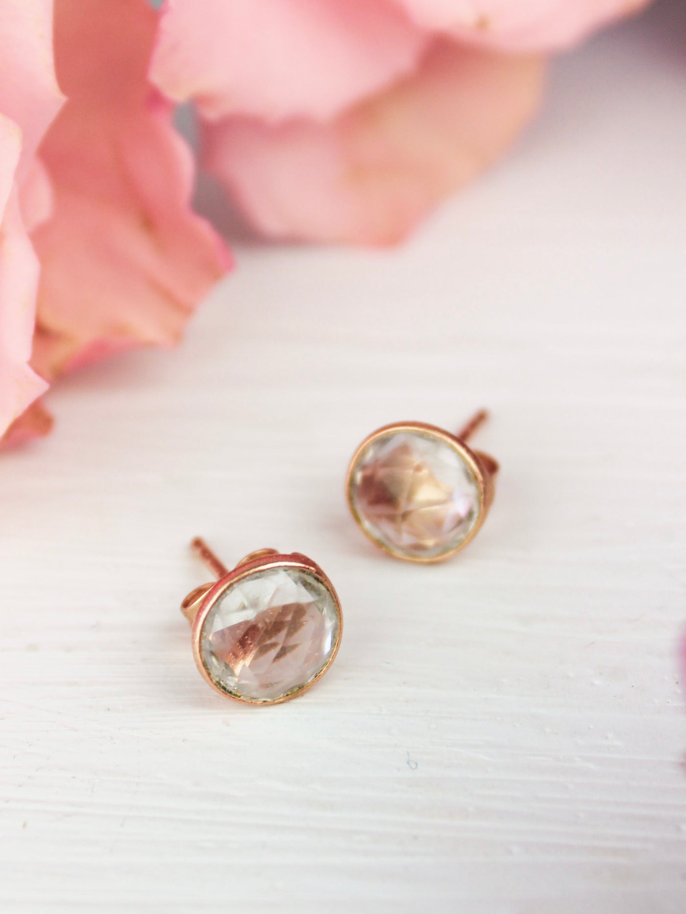 Pebble Stud Earrings - Rose Gold