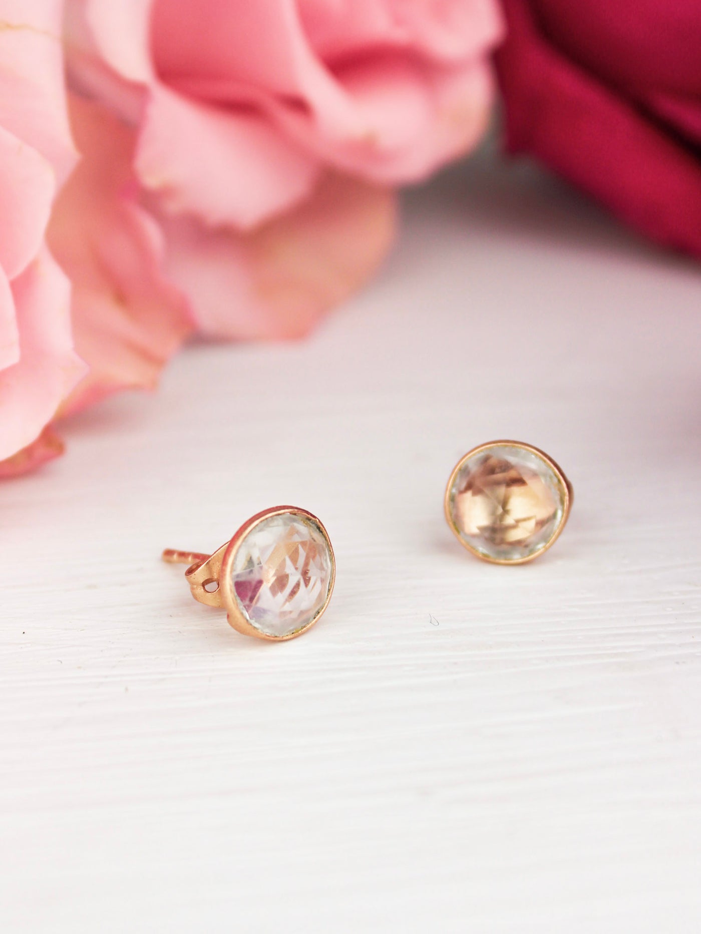 Pebble Stud Earrings - Rose Gold