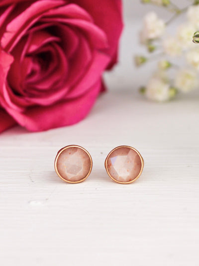 Pebble Stud Earrings - Rose Gold