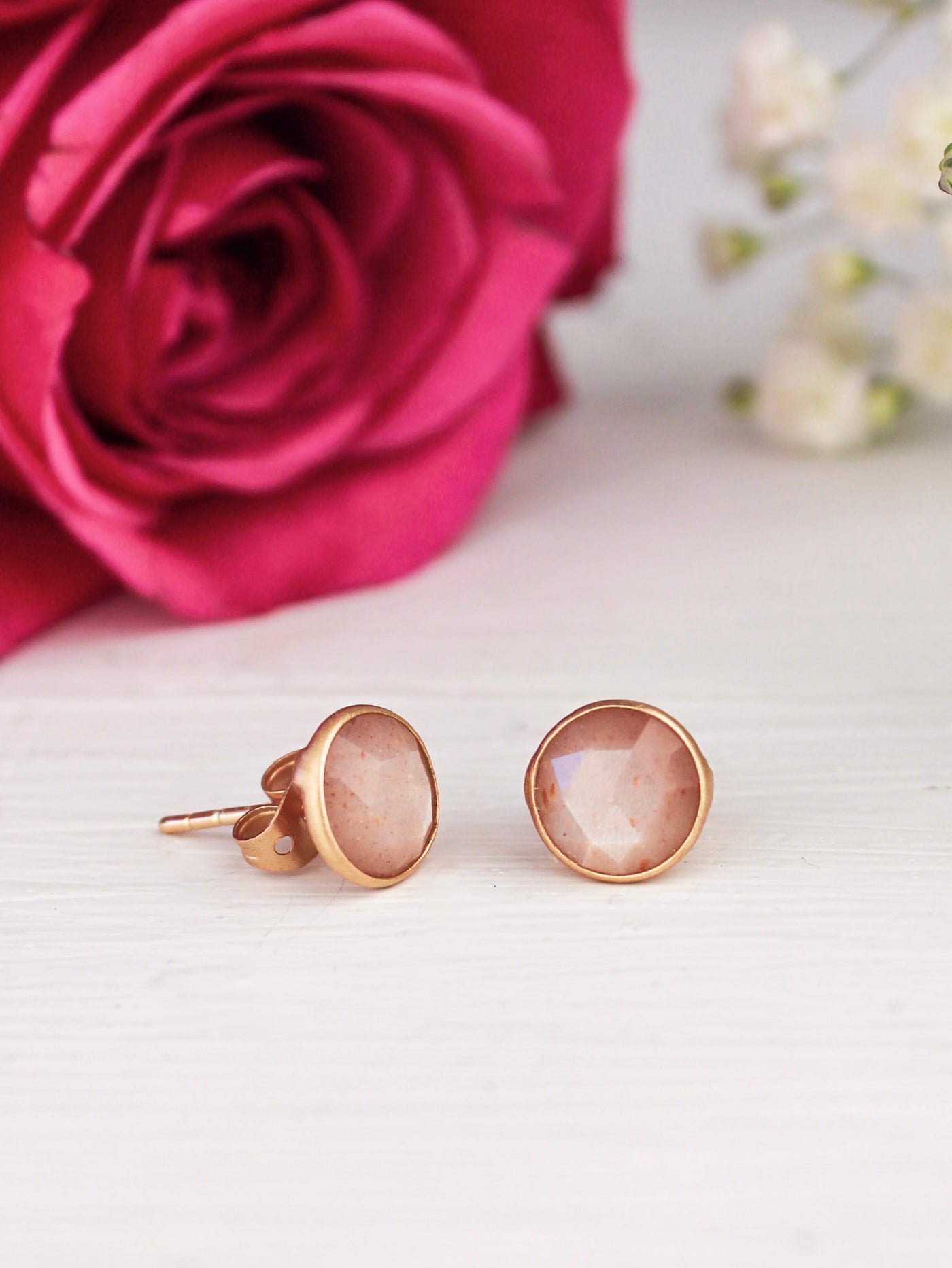 Pebble Stud Earrings - Rose Gold