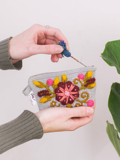 Sunset Floral Embroidered Coin Purse