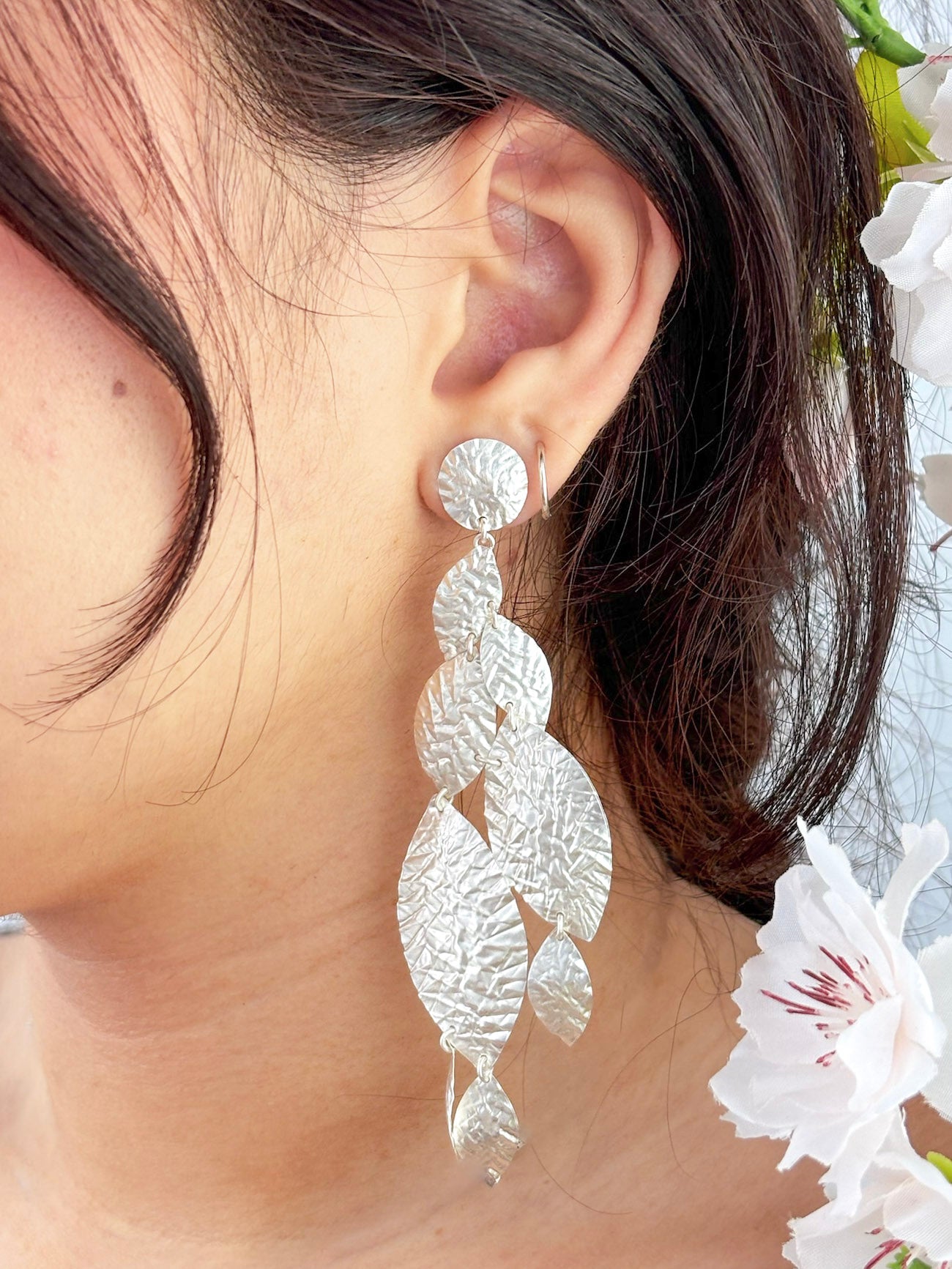 Cascading Leaf Statement Earrings