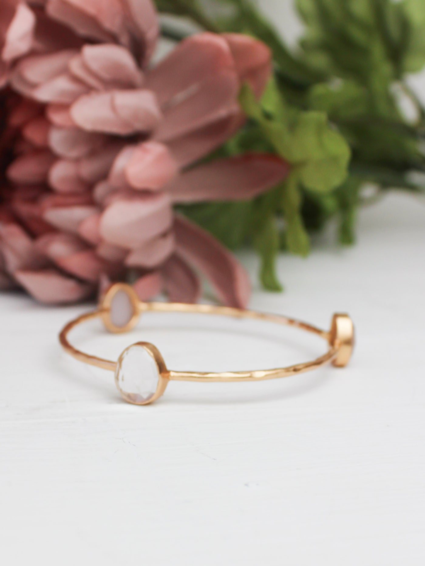 Three Stone Bangle Bracelet (size XS)