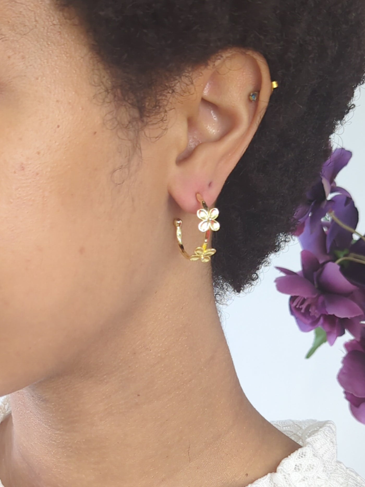 Bitty Flower Hoops