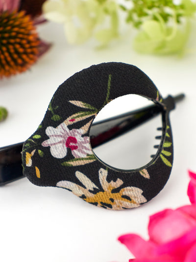 Black Wildflower Arc Hair Clip