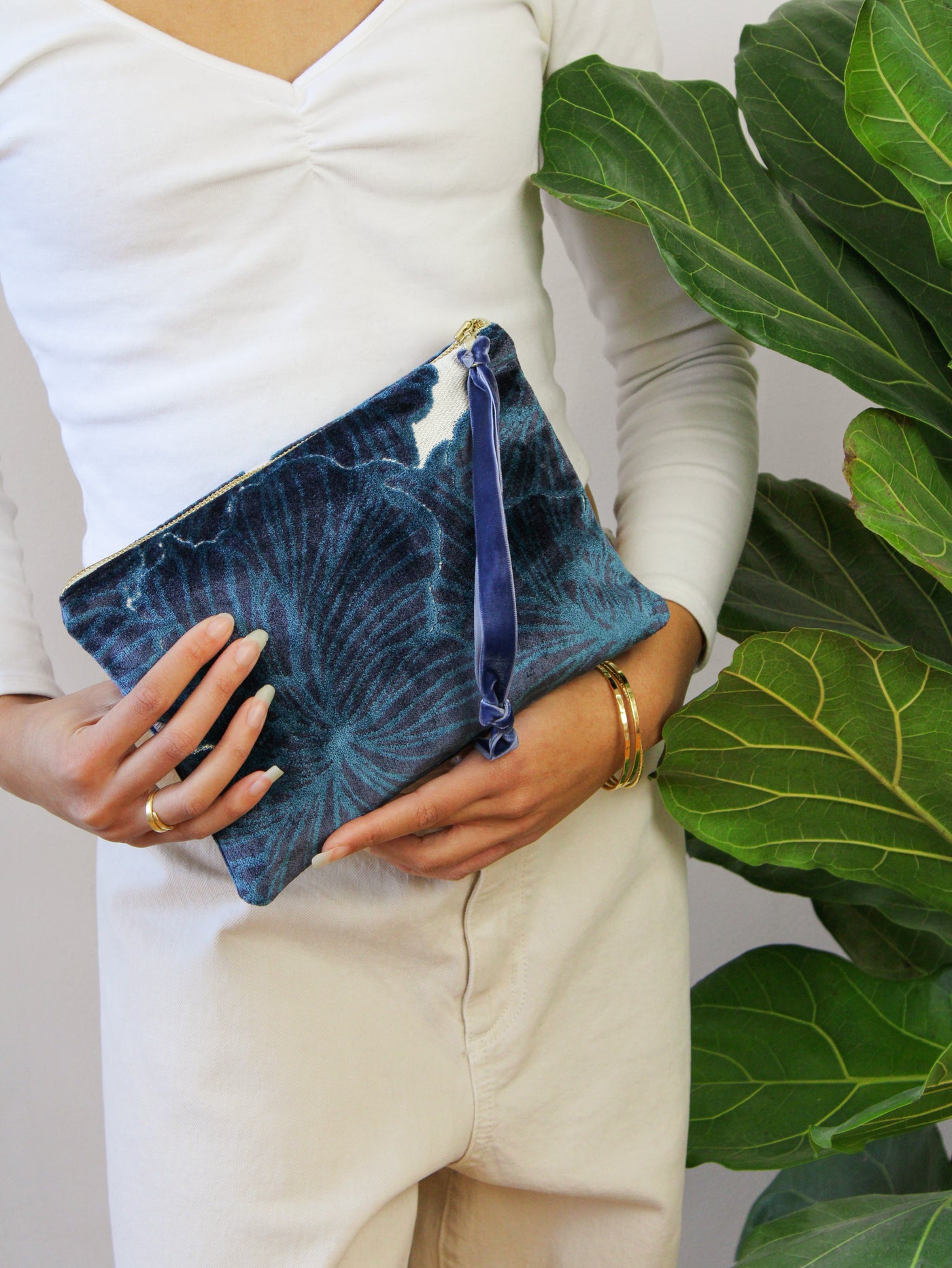 Blossoms Velvet Wristlet Purse