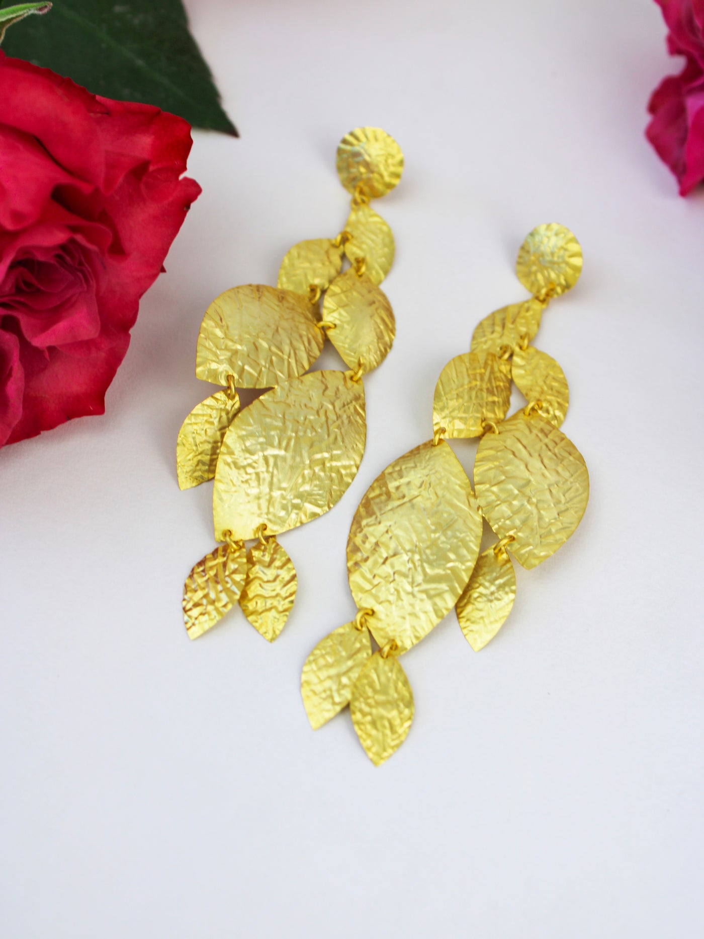 Cascading Leaf Statement Earrings