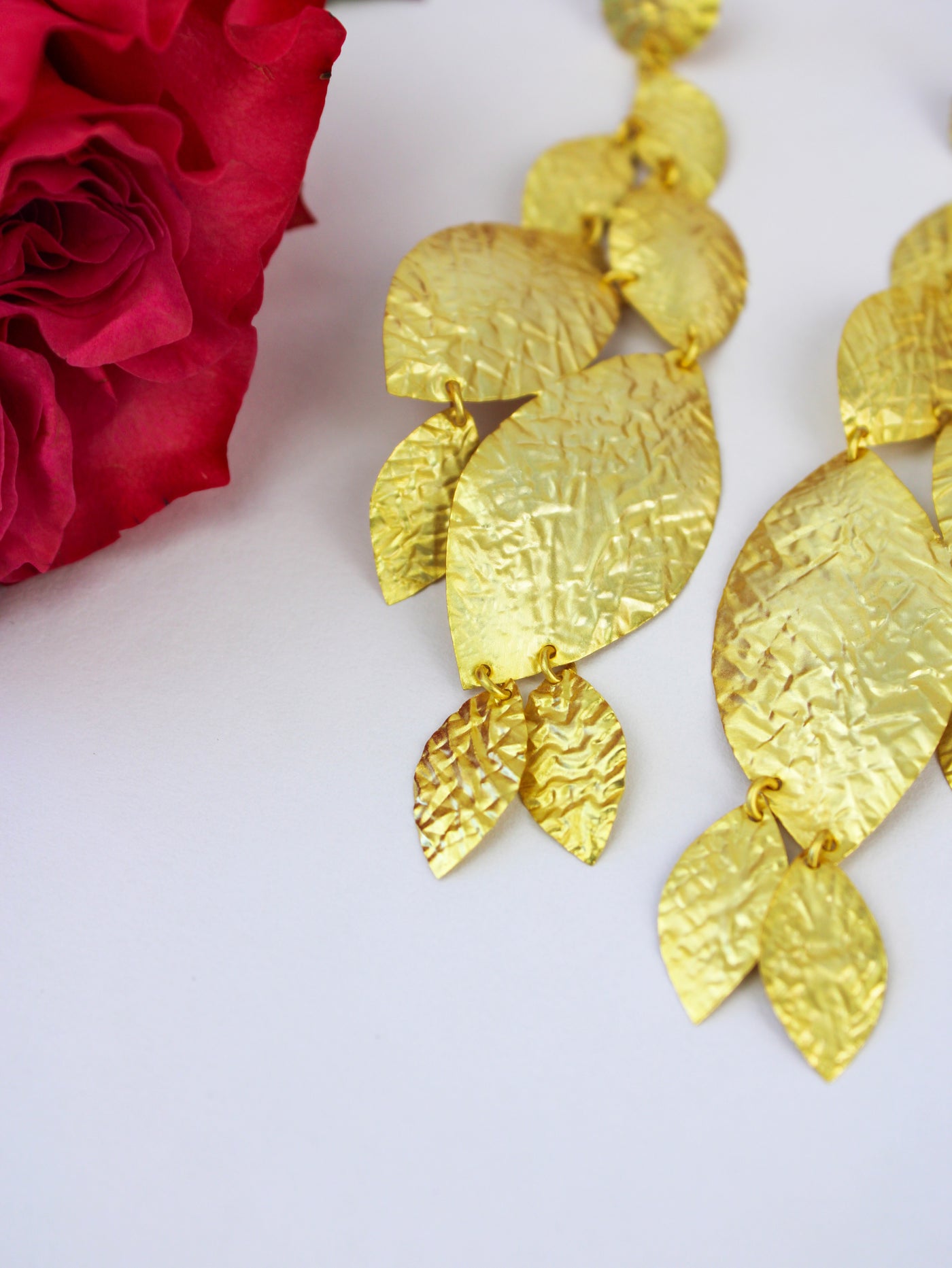 Cascading Leaf Statement Earrings