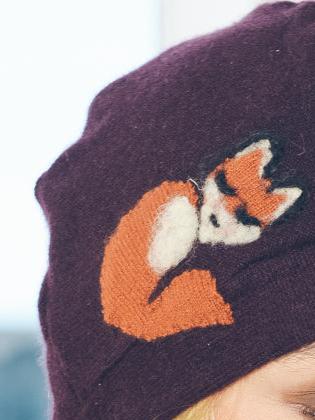 Sleeping Fox Cashmere Hat - Adult/Big Kid