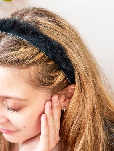 Flawed - Black Rabbit Fur Headband