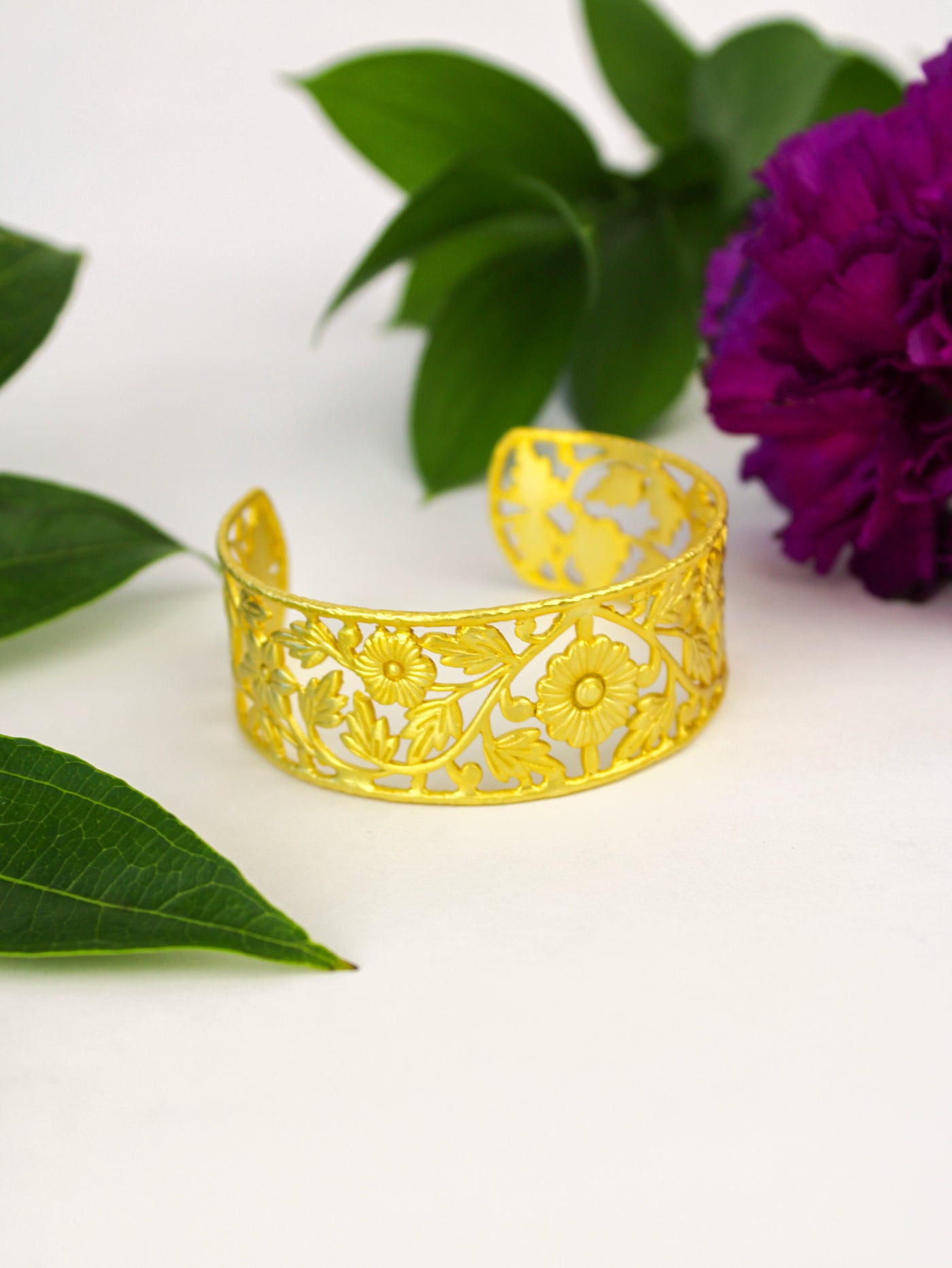 Floral Filigree Cuff Bracelet