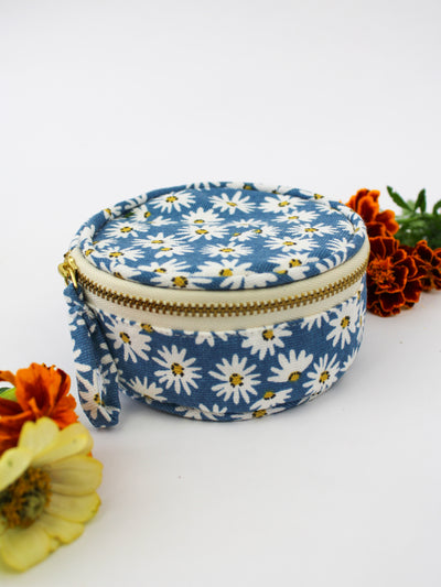 Blue Daisy Jewelry Pouch