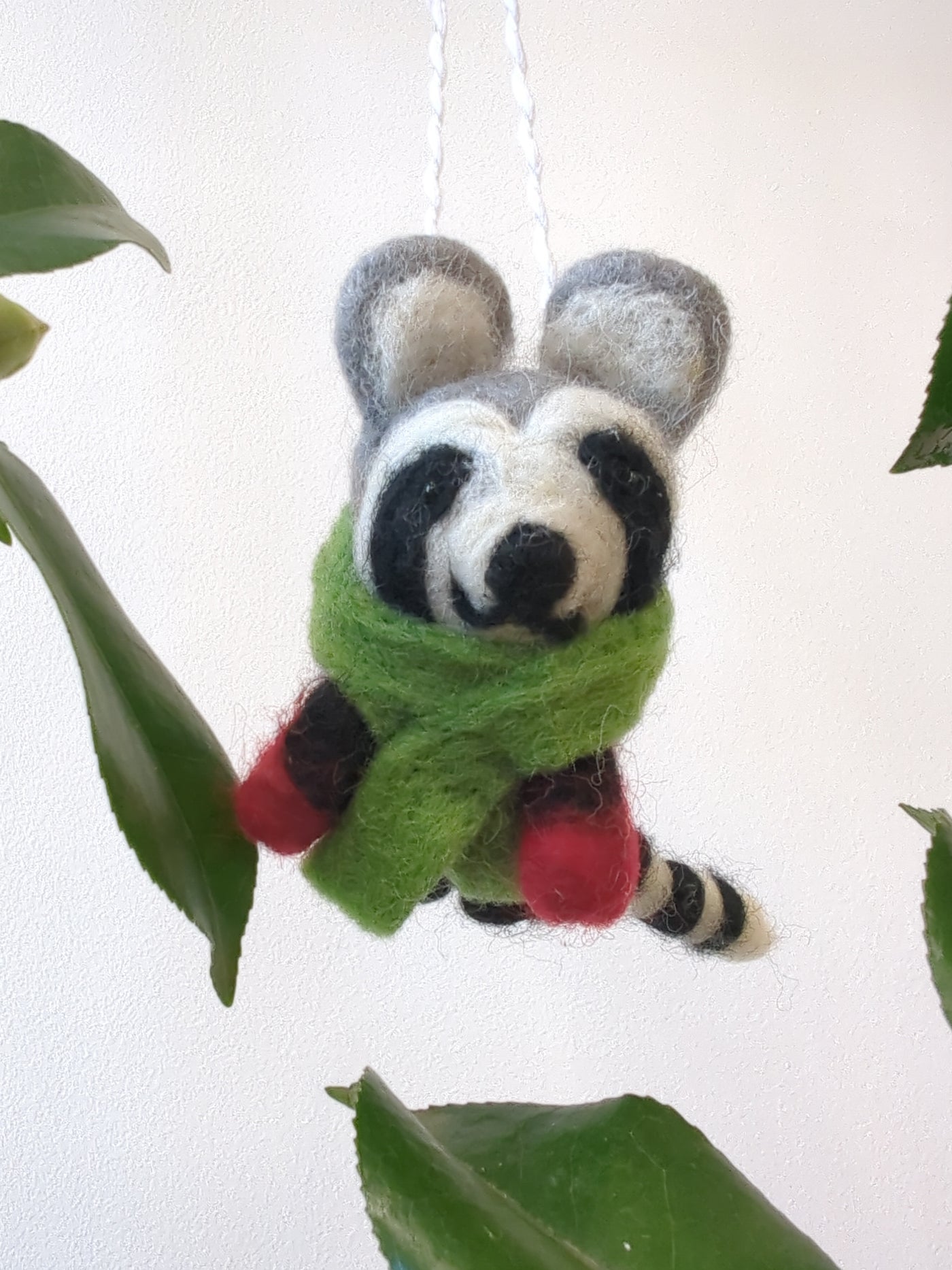 Felted Wool Raccoon Ornament