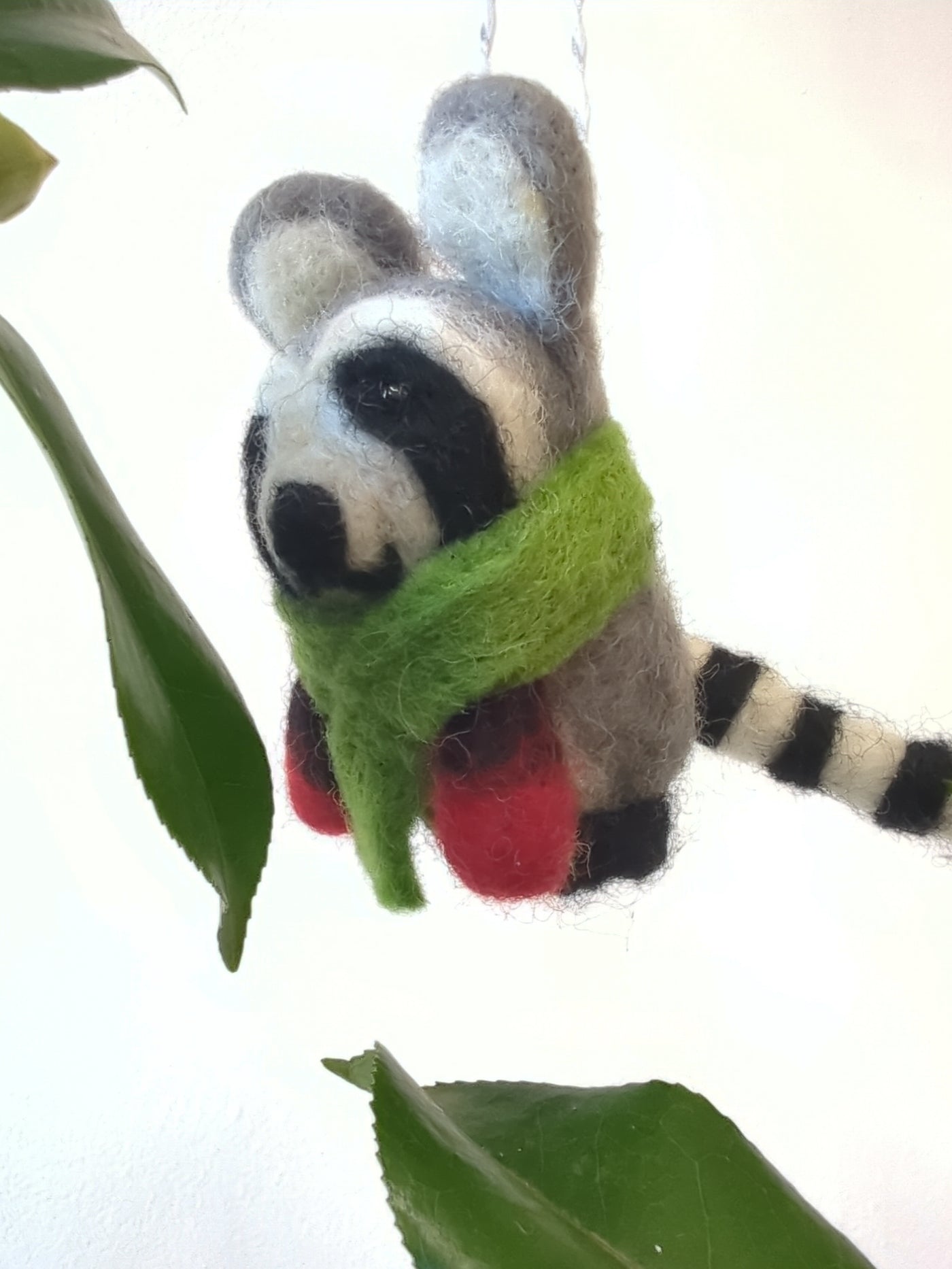 Felted Wool Raccoon Ornament