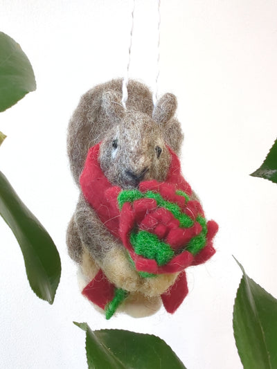 Felted Wool Squirrel Ornament