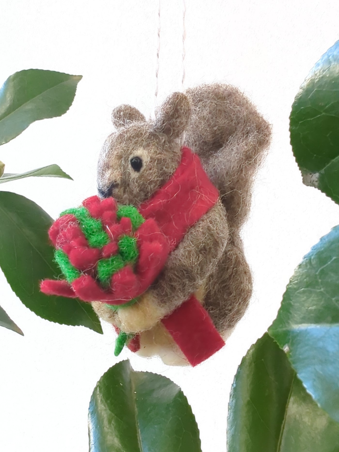 Felted Wool Squirrel Ornament