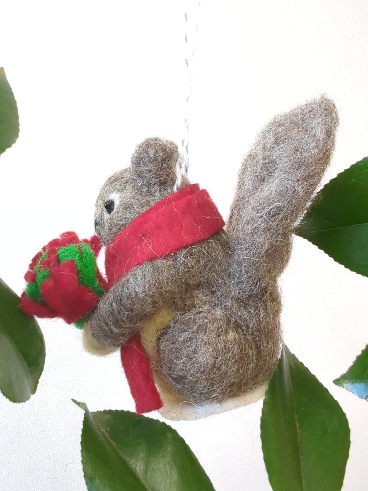 Felted Wool Squirrel Ornament