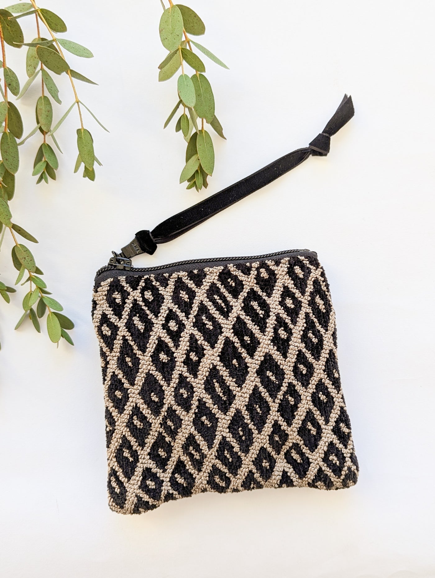 Black Diamond Needlepoint Square Pouch