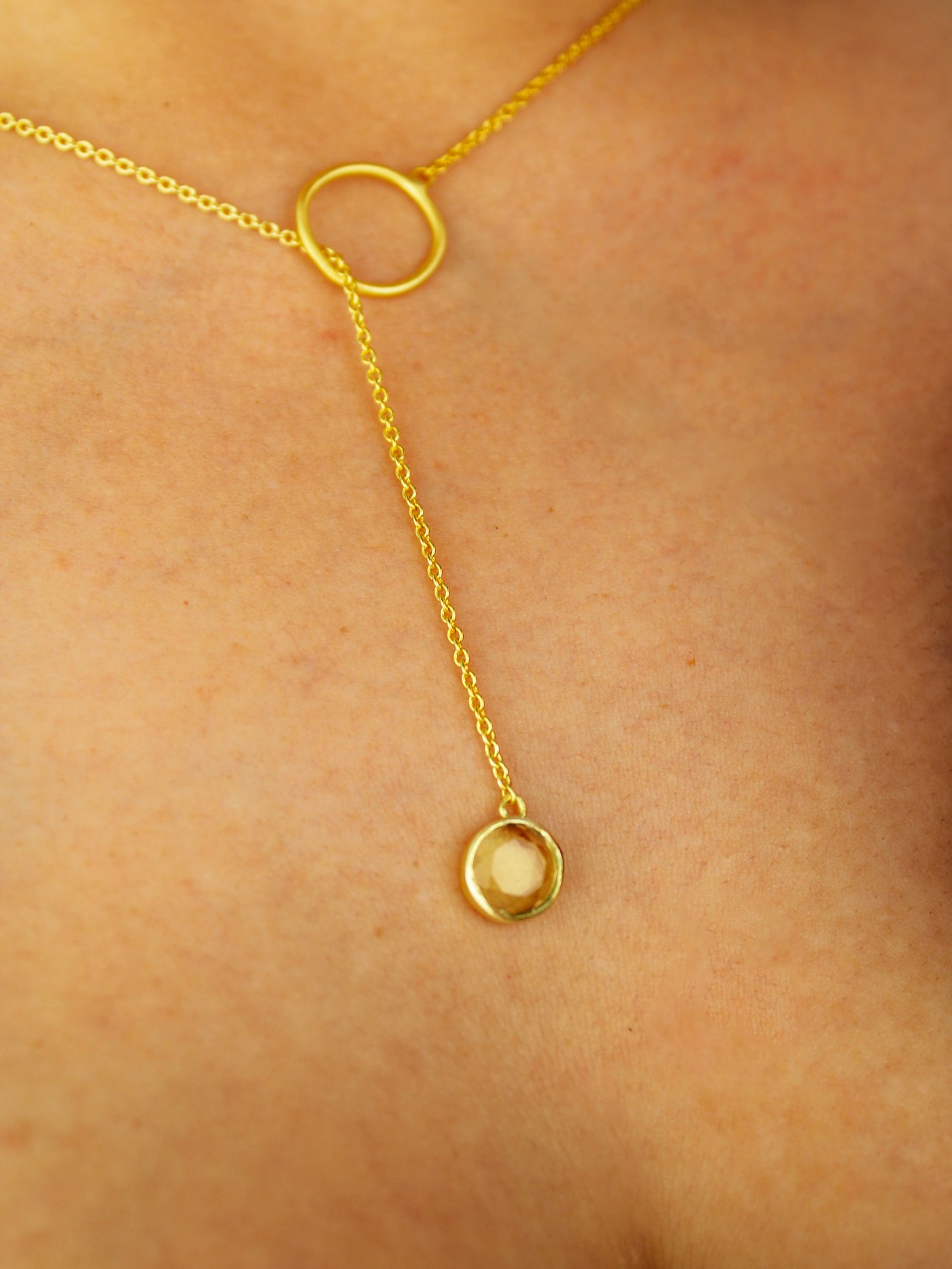 Pebble Drop Lariat Necklace