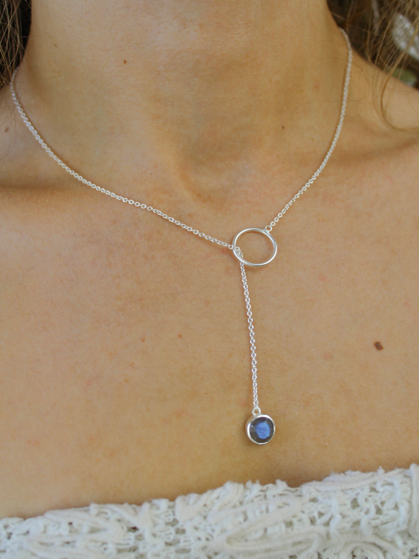 Pebble Drop Lariat Necklace