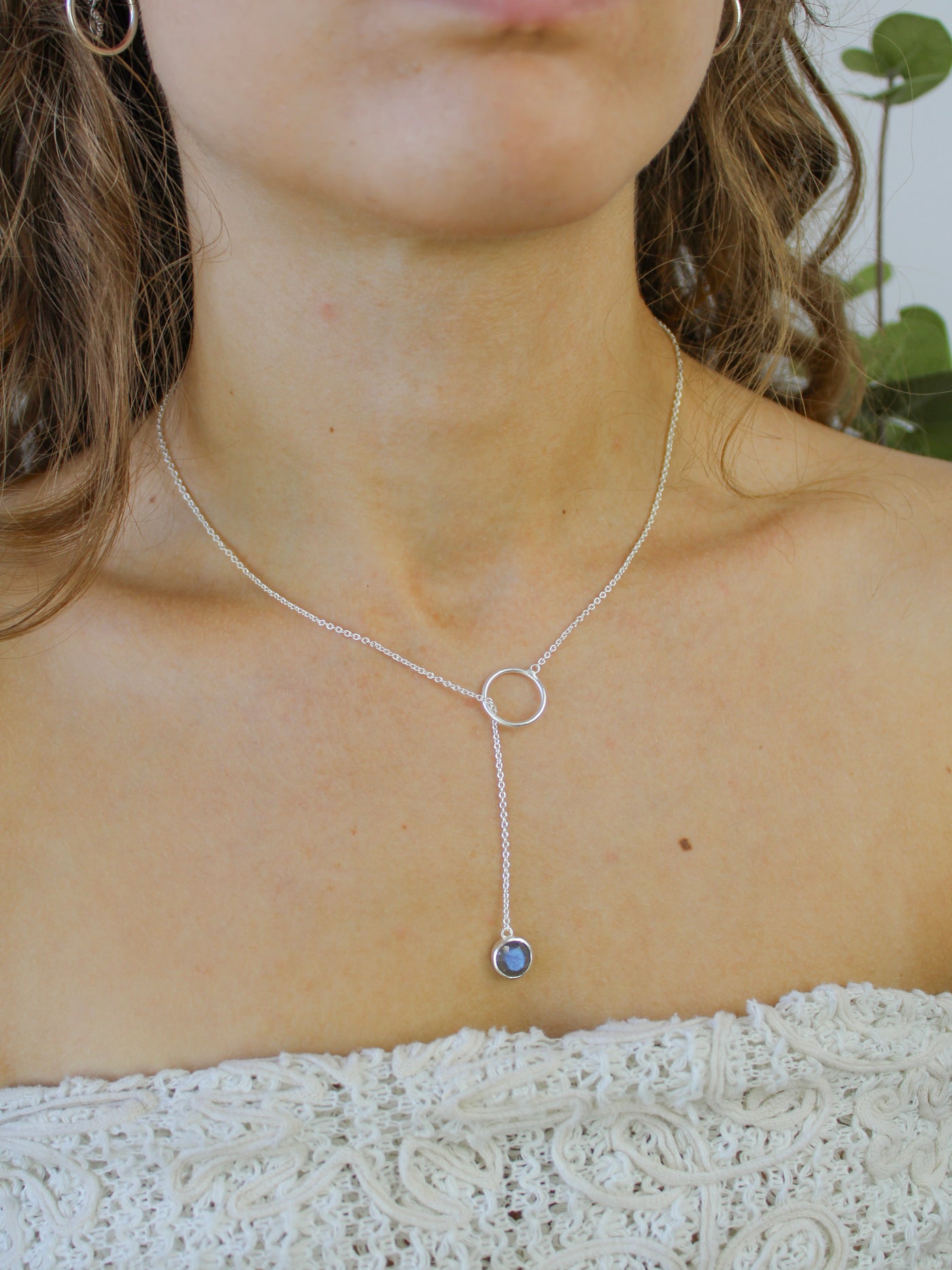 Pebble Drop Lariat Necklace