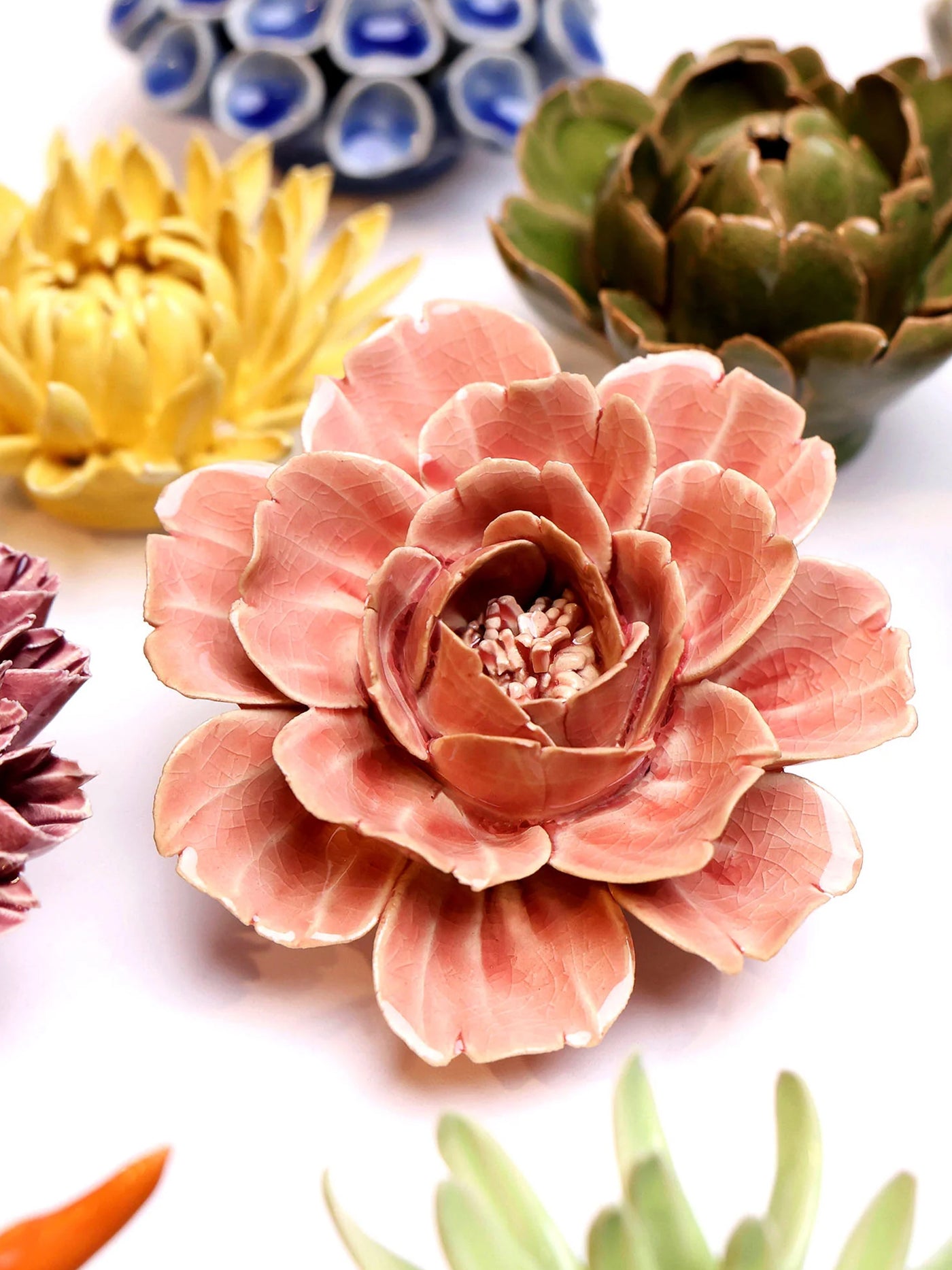 Ceramic Small Pink Rose Flower