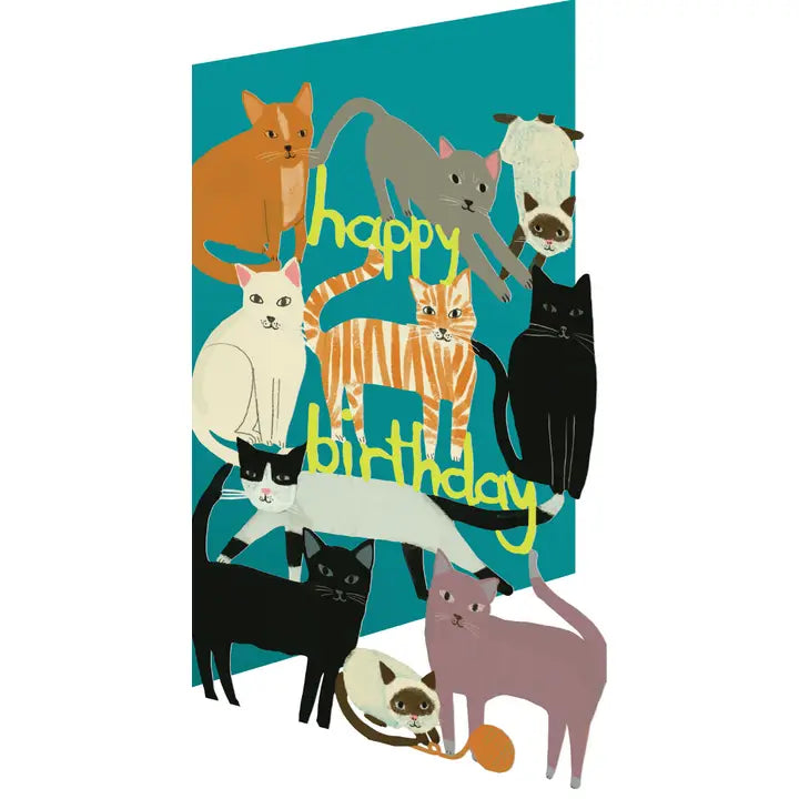 Playful Cats Lasercut  Birthday Card