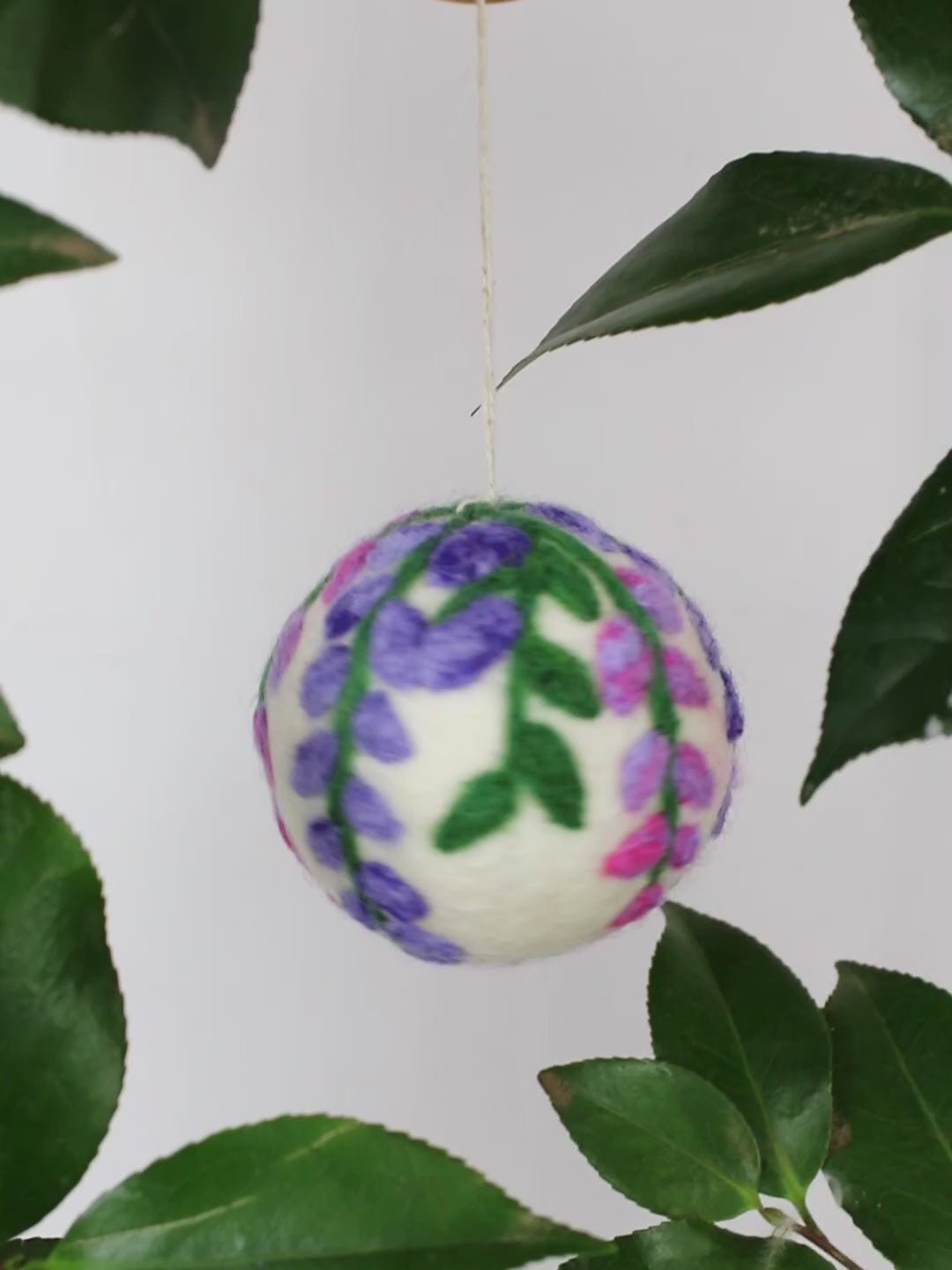 Hand Felted Wool Ball Ornament - Wisteria Bough