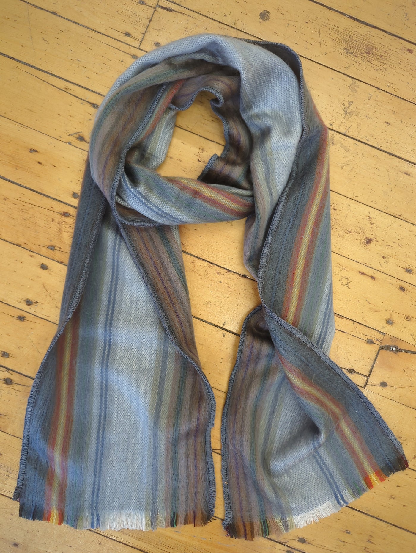 Brushed Alpaca Skinny Stripe Scarf