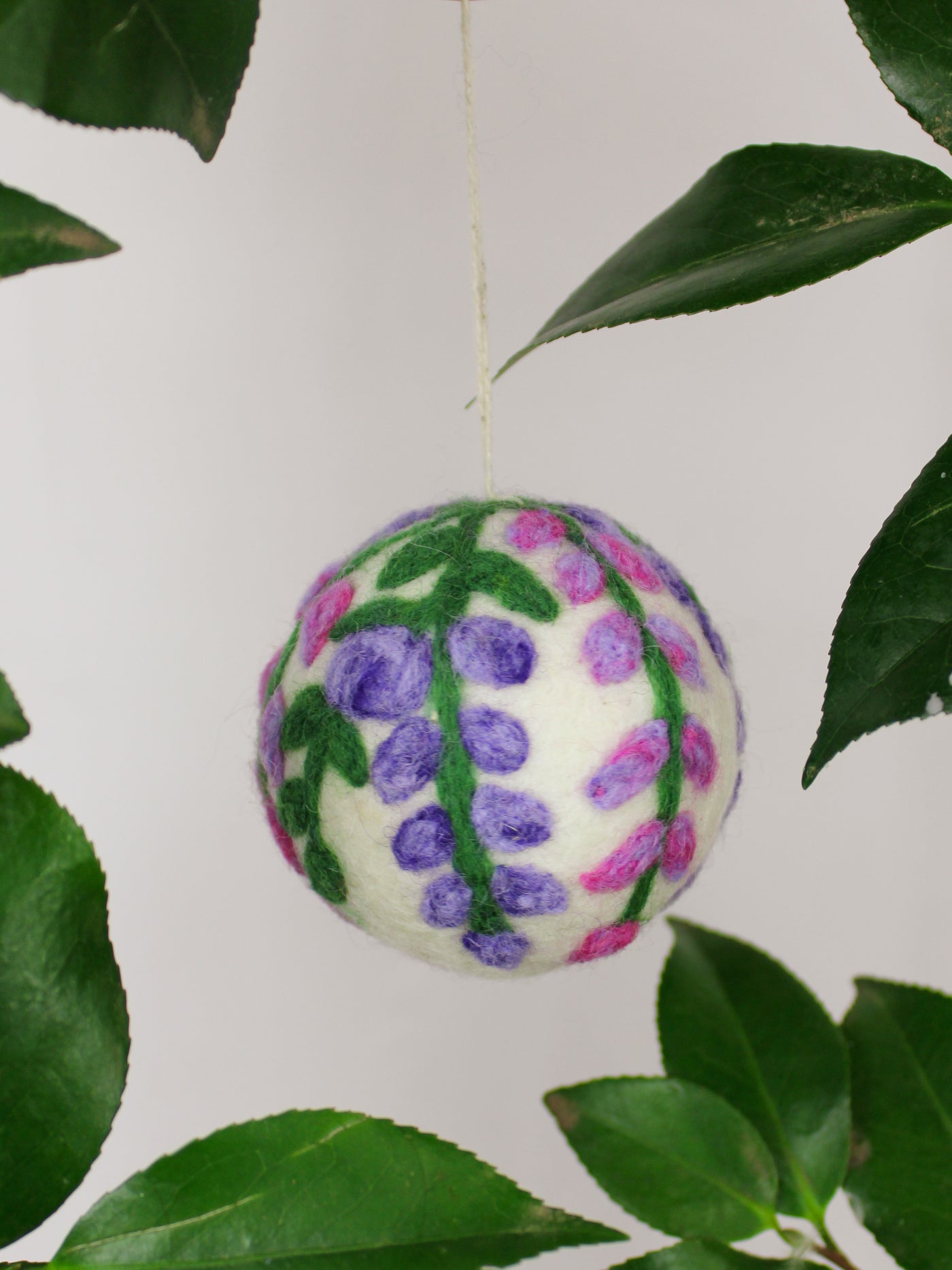 Hand Felted Wool Ball Ornament - Wisteria Bough