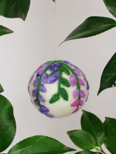 Hand Felted Wool Ball Ornament - Wisteria Bough