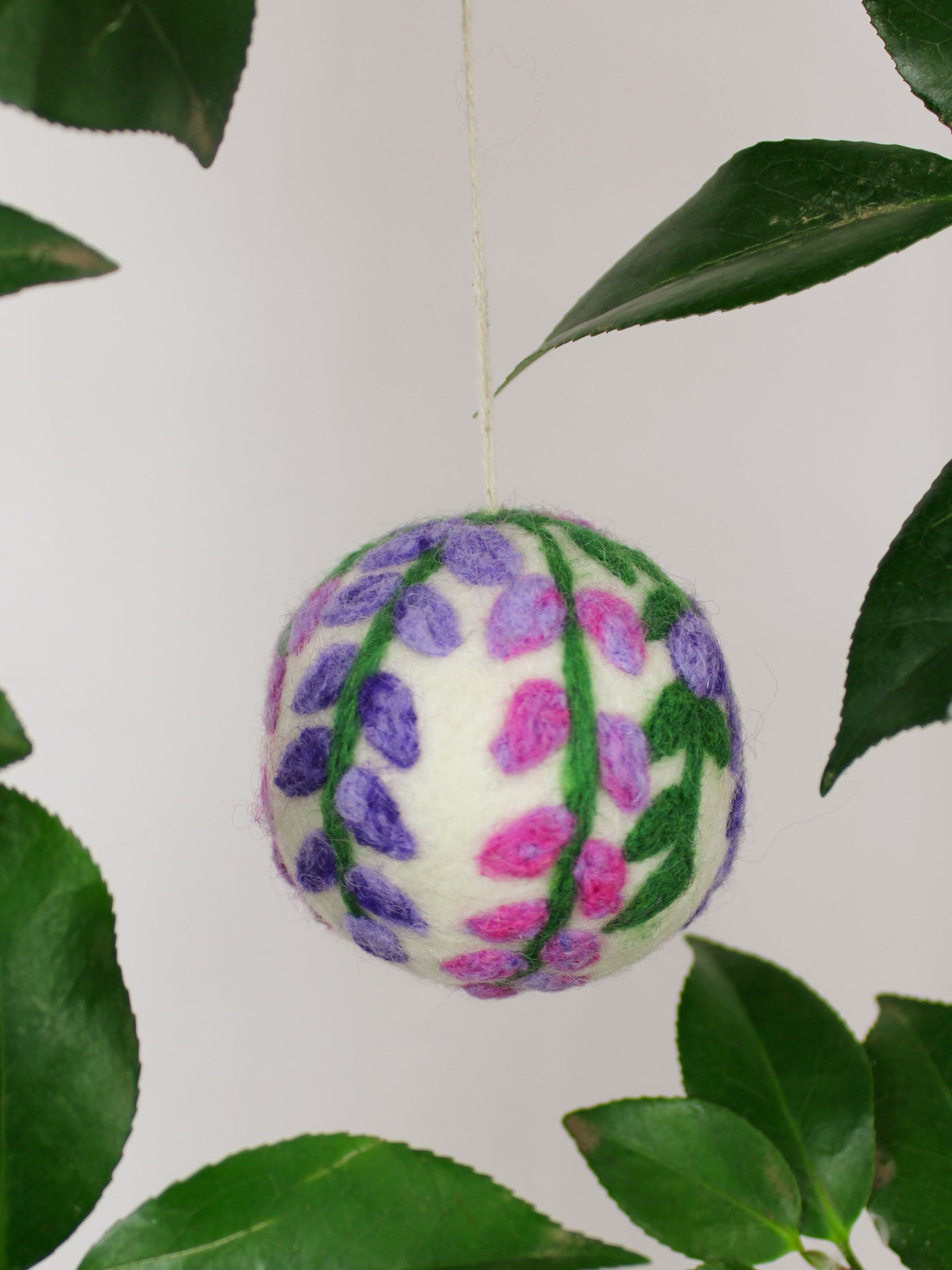 Hand Felted Wool Ball Ornament - Wisteria Bough