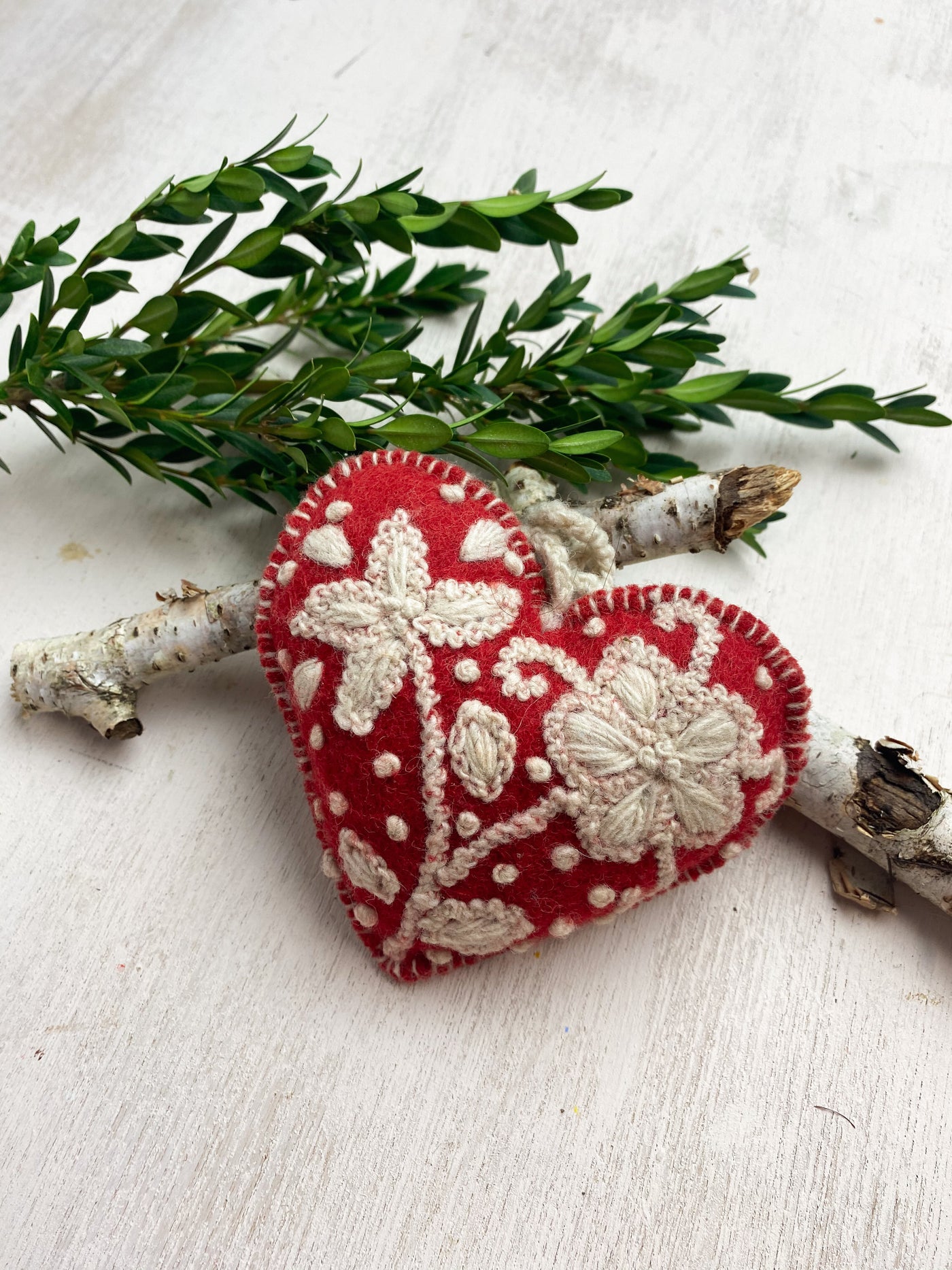 Embroidered Felt Heart Ornament