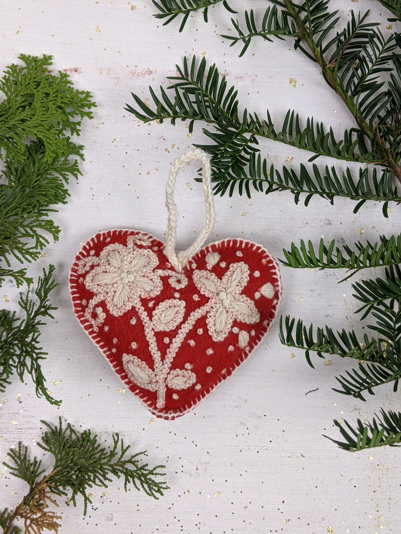 Embroidered Felt Heart Ornament